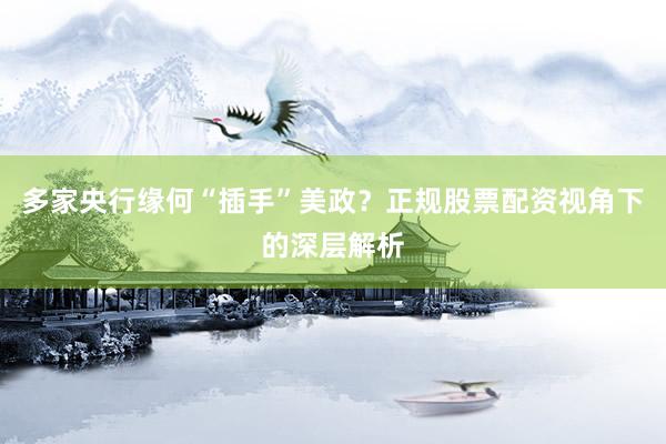 多家央行缘何“插手”美政？正规股票配资视角下的深层解析
