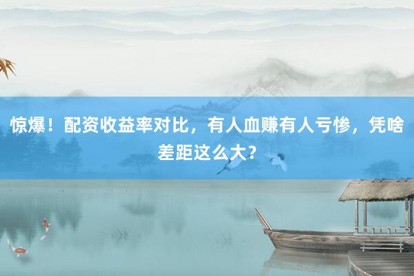 惊爆！配资收益率对比，有人血赚有人亏惨，凭啥差距这么大？