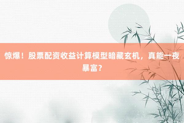惊爆！股票配资收益计算模型暗藏玄机，真能一夜暴富？