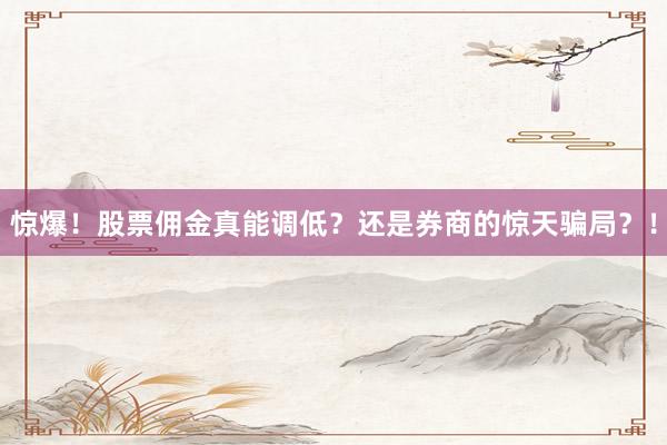 惊爆！股票佣金真能调低？还是券商的惊天骗局？！