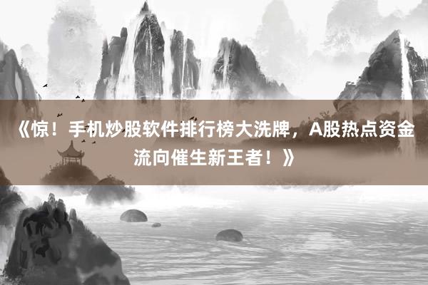 《惊！手机炒股软件排行榜大洗牌，A股热点资金流向催生新王者！》