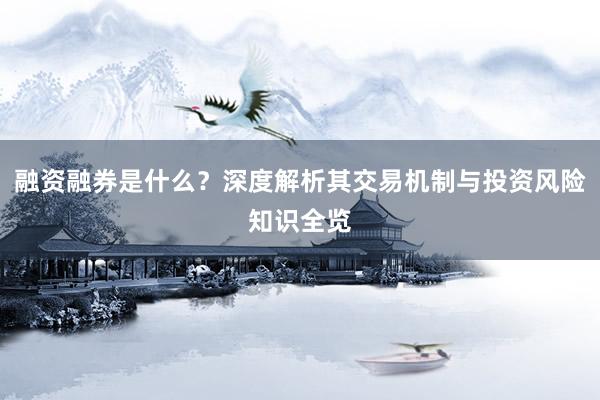 融资融券是什么？深度解析其交易机制与投资风险知识全览