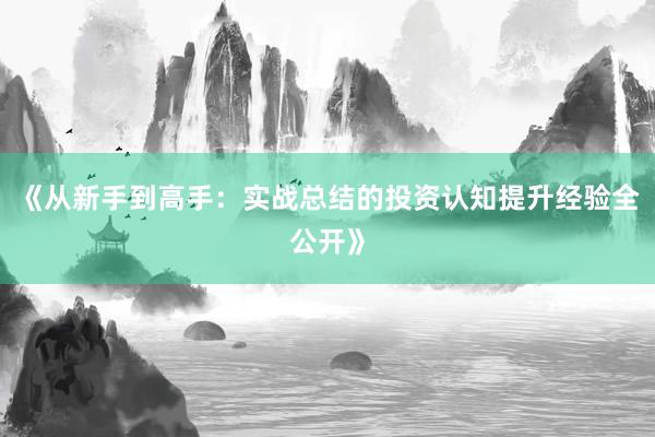 《从新手到高手：实战总结的投资认知提升经验全公开》