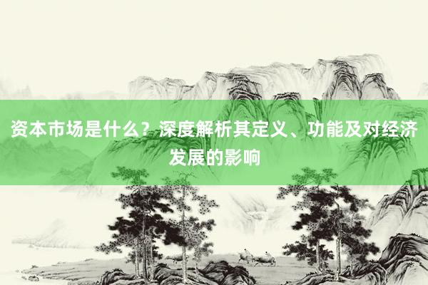 资本市场是什么？深度解析其定义、功能及对经济发展的影响