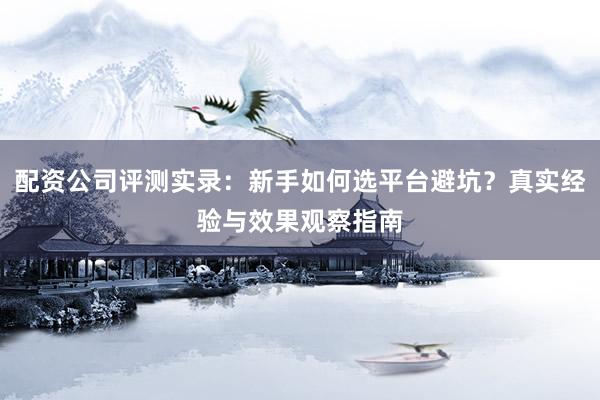 配资公司评测实录：新手如何选平台避坑？真实经验与效果观察指南
